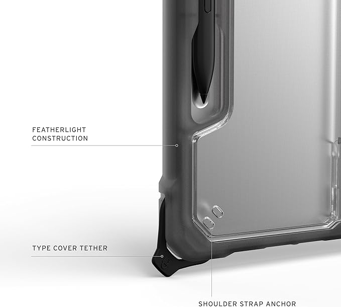 URBAN ARMOR GEAR UAG Designed for Microsoft Surface Pro 1st Edition 12 Case - Rugged Transparent Clear Protective Cover with Multi-Angle Built-in Kickstand &amp Pen Holder Military Grade Plyo Ice/A