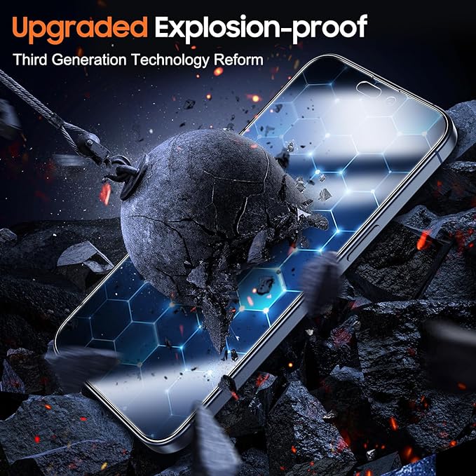 UniqueMe 2 Packs for iPhone 15 Pro Privacy Screen Protector - 360°Anti-Spy 4way Tempered Glass Screen Protector 15 Pro Zero Bubble Case Friendly [Automatic Dust Removal]