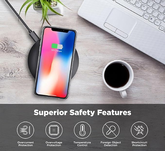 15W Wireless Charger Fast Charging Pad Compatible with OnePlus 13/12/10 Pro/9 Pro/8 Pro 5G Slim Quick Charge