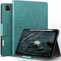 auaua Case for iPad Pro 12.9 6th/5th/4th/3rd Generation 2022/2021/2020/2018 Slim Durable Leather Stand Cover with Pencil Holder Auto Sleep/Wake (Green)