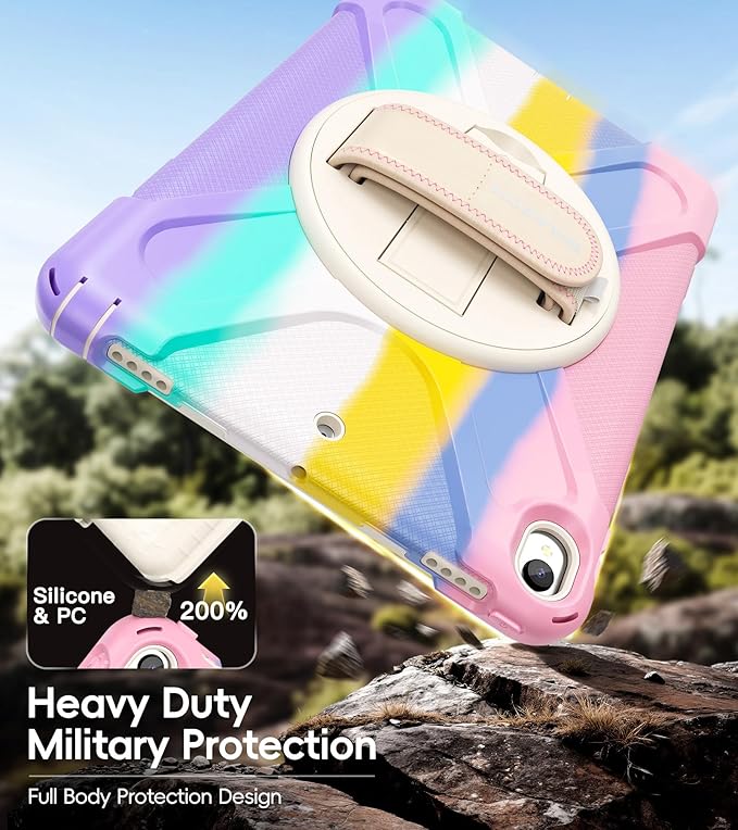 BRAECN Case for iPad Air 3rd Generation 2019 / iPad Pro 10.5 inch 2017 Rugged Heavy Duty Shockproof Cover with Pencil Holder 360° Rotating Kickstand &amp Adjustable Hand Strap &amp Shoulder Strap
