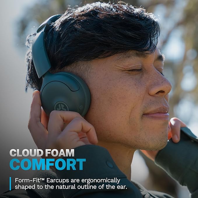 JLab Go Lux ANC Wireless Headphones Sage Hybrid Active Noise Cancelling Premium On-Ear Bluetooth Headset Customizable Sound Be Aware Mode Cloud Foam Comfort Multipoint Connection
