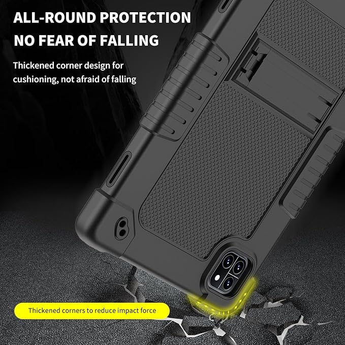 for Callsky-Tab Cpad 10 / Callsky-Tab Ctab 10 10.1 inch Tablet Case Kids Shockproof Cover with Kickstand Shoulder Strap and 2 Pcs Tempered Glass Screen Protector (Black+2Pcs)