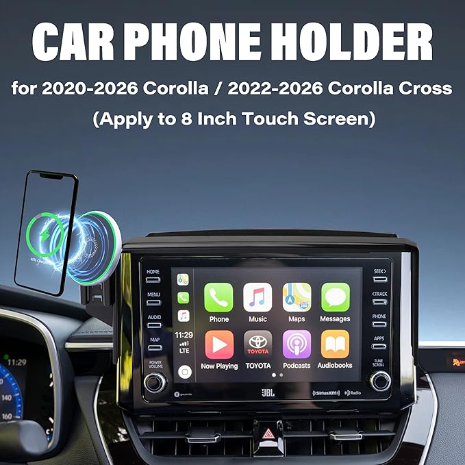 Wireless Charger Car Phone Holder for Toyota Corolla 2019-2026 / Corolla Cross 2022-2026 Accessories Apply to 8 Inch Screen Fixed Clip 360° Rotation Cell Phone Mount