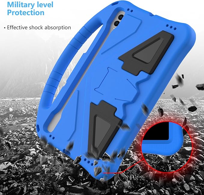 Kids Case for Samsung Galaxy Tab S9 FE 5G 10.9 Inch/Tab S9 11 Inch 2023 &amp Tab S8/Tab S7 11 2022/2020 (SM-X510/X710/X700/T870) with S-Pen Holder/Stand/Handle Soft EVA Shockproof Cover Blue