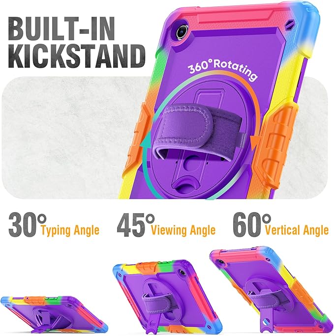 HXCASEAC Case for Samsung Galaxy Tab A11+ Plus 11 Inch Protective with Screen Protector/Hand Strap/Pen Holder Sturdy Shockproof for Samsung A11 Plus Tablet Case 5G SM-X230 SM-X236 SM-X238U - Purple