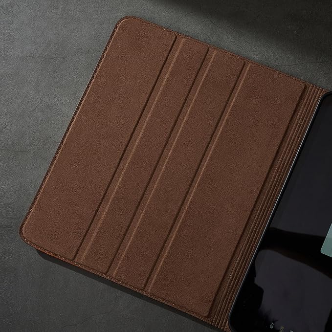 Gexmil Genuine Leather Case for iPad Pro 11 Inch (M5/M4) 2025/2024 with Pencil HolderProtective Shockproof Leather Smart Folio Cover Adjustable Stand Auto Sleep/Wake Anti-SlipBrown Crocodile