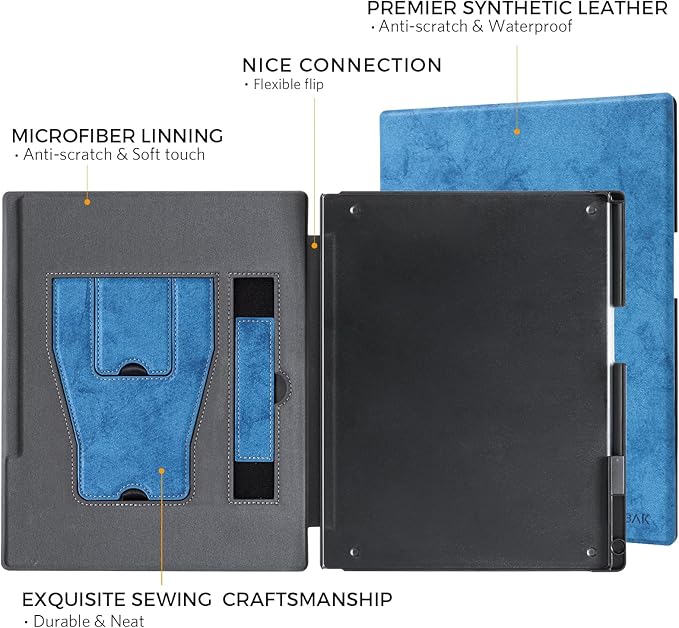 CoBak Case for Remarkable 2 Paper Tablet with Two Viewing Angles- Lightweight and Hard Back Shell Protective Book Folio Cover with Built-in Pen Holder - for 10.3 2020 Released (with Stand DenimBlue)