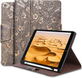 Gexmil Case for iPad 10.2 Inch9th/8th/7th Generation(2021/2020/2019) Genuine Leather Cover with Pencil HolderCowhide Folio CoverAuto Sleep/Wake Anti SlipButterfly Pattern