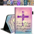 Case for Kindle Fire HD 10/Fire HD 10 Plus Tablet (11th Gen 2021 Release) Premium PU Leather Cover with Card Slot &amp Pencil Holder Christian Cross Quote Bible Verse Philippians 4-13