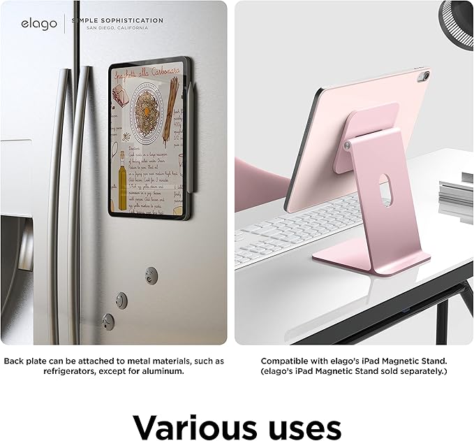elago Case for iPad A16 10th Generation - iPad Case with Magnetic Attachment to Metal Materials Compatible with elago's Apple Pencil case (Sand Pink)