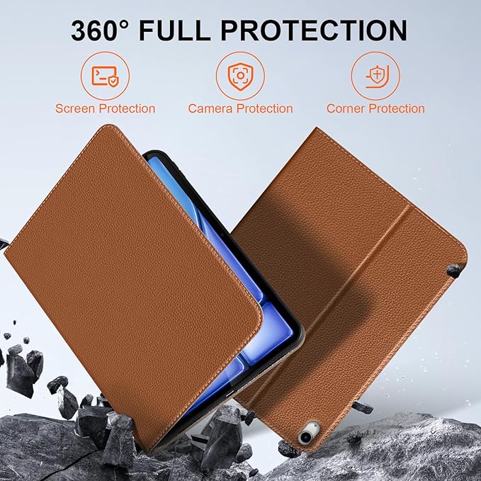 for iPad Air 13 Inch Case M4/M3/M2 (2026/2025/2024) Leather Protective Shockproof Smart Cover Adjustable Stand - Auto Wake/Sleep and Multiple View AnglesBrown