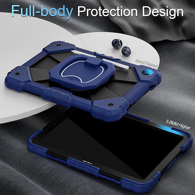 Case for Samsung Galaxy Tab A11+/A9+ Samsung A11 Plus/A9 Plus 11 Inch with Screen Protector/Rotating Stand/Pen HolderShockproof Cover for Galaxy Tab A11/A9 Plus CaseNavy Black