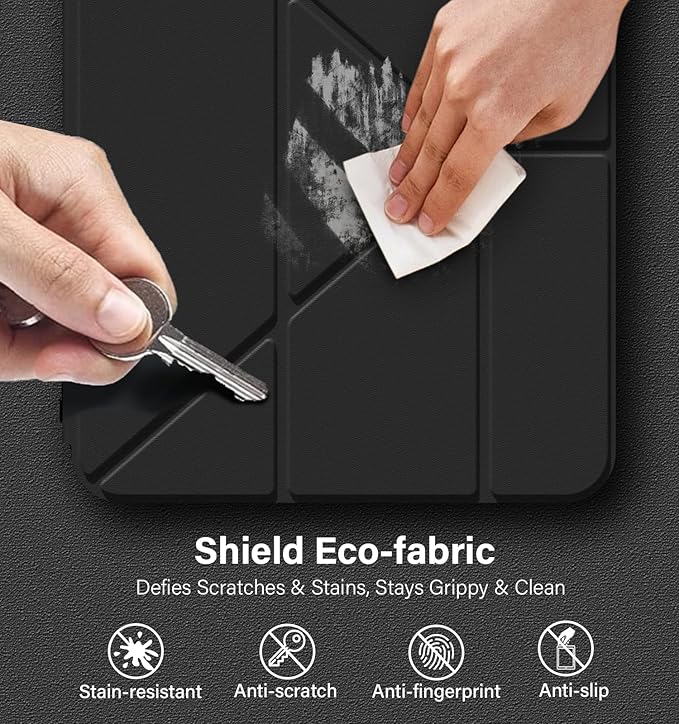 JKSML Case for iPad (A16) 11th/10th Gen with 8+ Viewing Angles DIY Detachable Sliding Cover Fully Clear Hard Back Shell Solid Y-fold Stand Pencil Holder for iPad 10.9 (2022)/ 11 (2025)-Black-1
