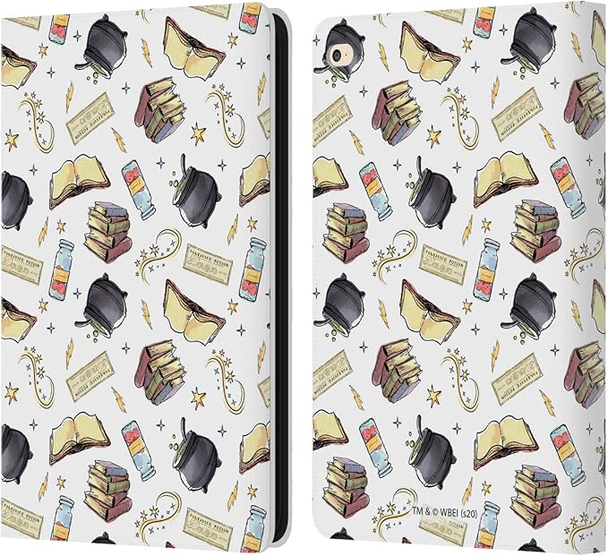 Head Case Designs Officially Licensed Harry Potter Hogwarts Pattern Deathly Hallows XIII Leather Wallet Case Compatible with Apple iPad Air 2 (2014)