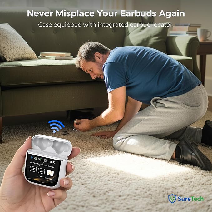 ANC/ENC Wireless Earbuds Bluetooth 6.0 in-Ear Headphones Touch Screen Control Waterproof with Charging Case and Silicone Tips