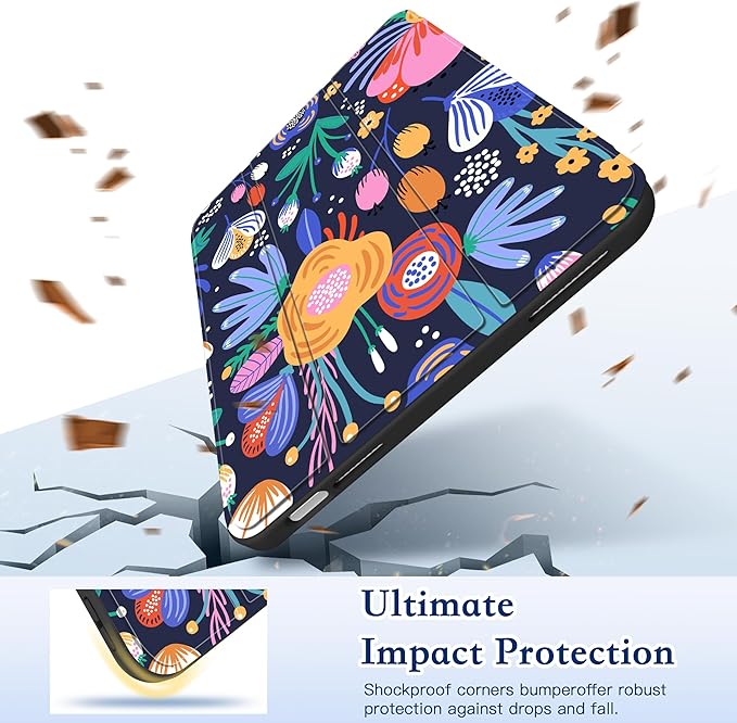 CISSOOK Compatible with iPad 11 Inch 2025 (A16) Case / 10.9 inch iPad 10th 2022 with Apple Pencil Holder Auto Wake/Sleep Vibrant Multicolor Floral Protective Cover