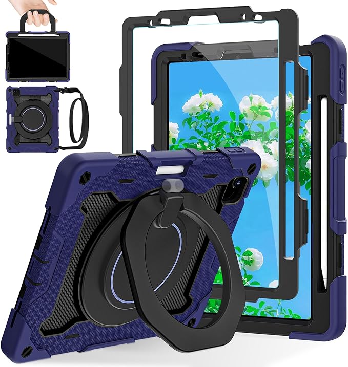 ROISKIN for iPad Air 11 inch M4/M3/M2 Case iPad Pro 11 inch 4th/3rd/2nd/1st GenerationiPad Air 5th/4th 10.9 inch CaseHeavy Duty Shockproof with 360 Stand Handle Shoulder Strap Pen Holder for Kids