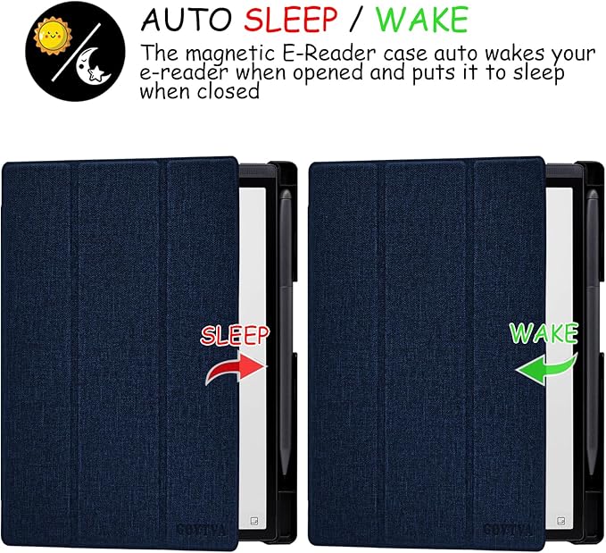 Protective Folio Case for 8.2'' iFLYTEK AINOTE Air 2 Ultra-Thin Lightweight Trifold Protective Cover with Built-in Pen Holder Auto Sleep/Wake for AINOTE Air2 Tablet (Cloth Bark Blue)