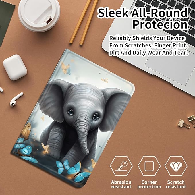 Case for iPad 10.5/iPad Air 3rd Generation 2019 / iPad Pro 2017 PU Leather Smart Protective Cover with Auto Sleep/Wake for iPad Air 3rd 10.5Elephant Blue Flowery
