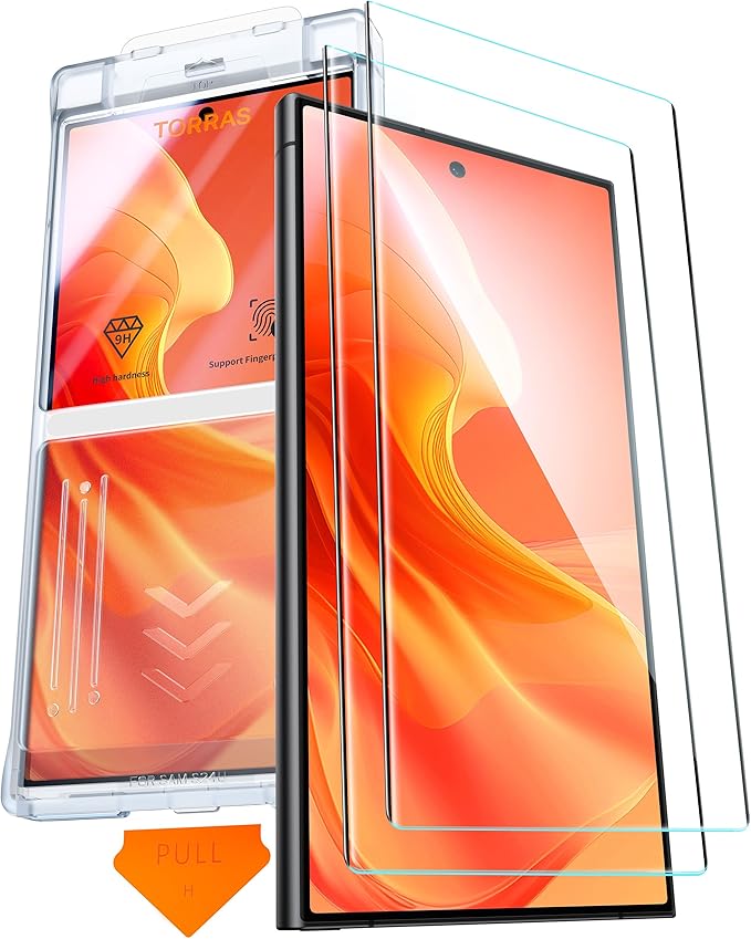 TORRAS Top-Notch Aerospace Glass for Samsung Galaxy S24 Ultra Screen Protector [12Ft Military-Grade Shatterproof] Anti-Scratch Tempered Glass Full Coverage Fit Screen Protector S24 Ultra 6.8 2-Pack |