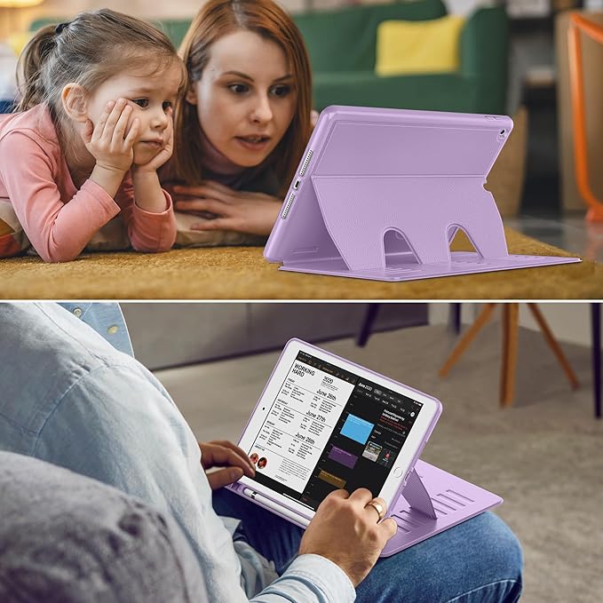 VIKESI Case for iPad 9th / 8th / 7th Generation 10.2 inch (2021/2020/2019 Released)Multiple Angles Magnetic Stand CoverShockproof BackPencil Holderand Auto Sleep/WakeLilac