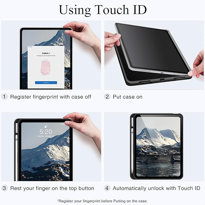 Antbox Case for iPad (A16) 11th (11'')/ 10th Generation (10.9'') High Grade Skin-Touch Vegan Leather with Built-in Pencil Holder Auto Sleep/Wake Function (Black)