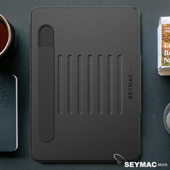SEYMAC stock Case for iPad 6th/5th Generation/Air 2/Pro 9.7'' Strong Magnetic Auto Sleep Shockproof Case with Absorbing Multi-Angles Stand Pen Holder Card Slot (Black)