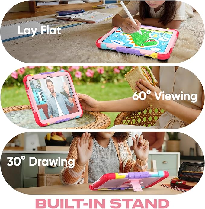 HXCASEAC Kids Case for iPad A16 11th/10th Generation Full Body Protective Design | Foldable Stand | Screen Protector | Pencil Holder Durable for iPad 11th Gen 11 inch / 10th Gen 10.9 inch Camo Red