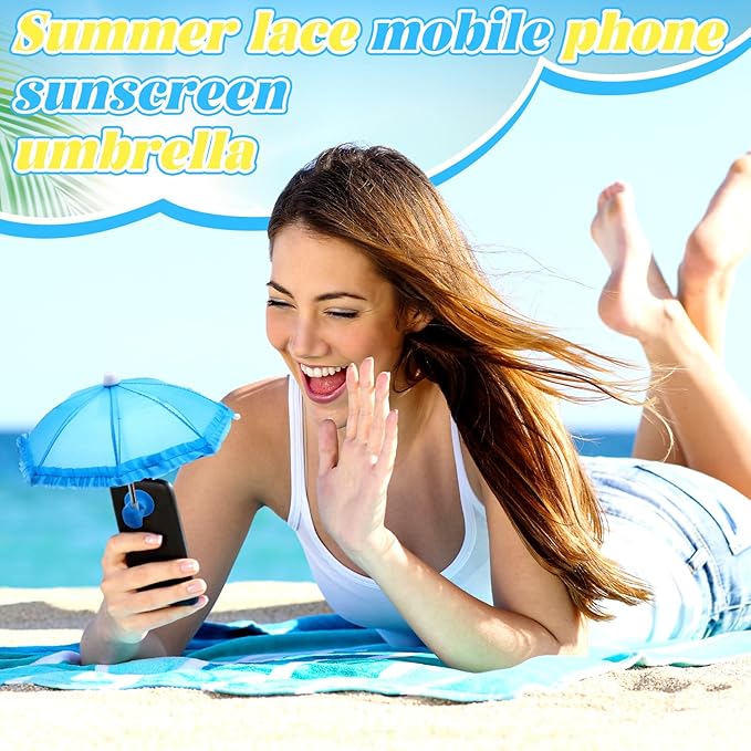 8 Sets Phone Umbrella for Sun Phone Umbrella Cell UV Protection Adjustable Sunshade with Hand Style Suction Cup Outdoor Sun Shield Sunshade for Summer Beach Holiday (Colorful)