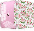 MEEgoodo Case for iPad A16 11th Generation 2025/10th Generation 2022 Glitter Tablet Cases with Transparent Acrylic Back+Trifold Stand +Pencil Holder+Auto Wake/SleepFloral Ornamental Texture