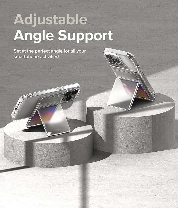 Ringke Magnetic Stand Slot Card Holder [Phone Wallet + Stand] ID &amp Credit Card Holder for Phone Case Magnetic Card Wallet Compatible with Magsafe iPhone 13 12 Pro Max Mini - Clear Mist