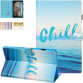 Dteck Folio Case for All-New Fire HD 10 Tablet (9th/7th/5th Generation 2019/2017/2015 Release) - Premium Leather Smart Stand Cover with Auto Wake/Sleep for Kindle Fire HD 10.1 Inch Chill Sea