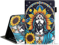 Case for Amazon Fire HD 10/HD 10 Plus Tablet 10.1 (13th/11th Generation 2023/2021 Release) Slim PU Leather Cover with Card Slot &amp Auto Wake/Sleep Christian Jesus Sunflower