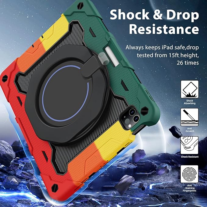 ROISKIN for iPad Air 11 inch M4/M3/M2 Case iPad Pro 11 inch 4th/3rd/2nd/1st GenerationiPad Air 5th/4th 10.9 inch CaseHeavy Duty Shockproof with 360 Stand Handle Shoulder Strap Pen Holder for Kids