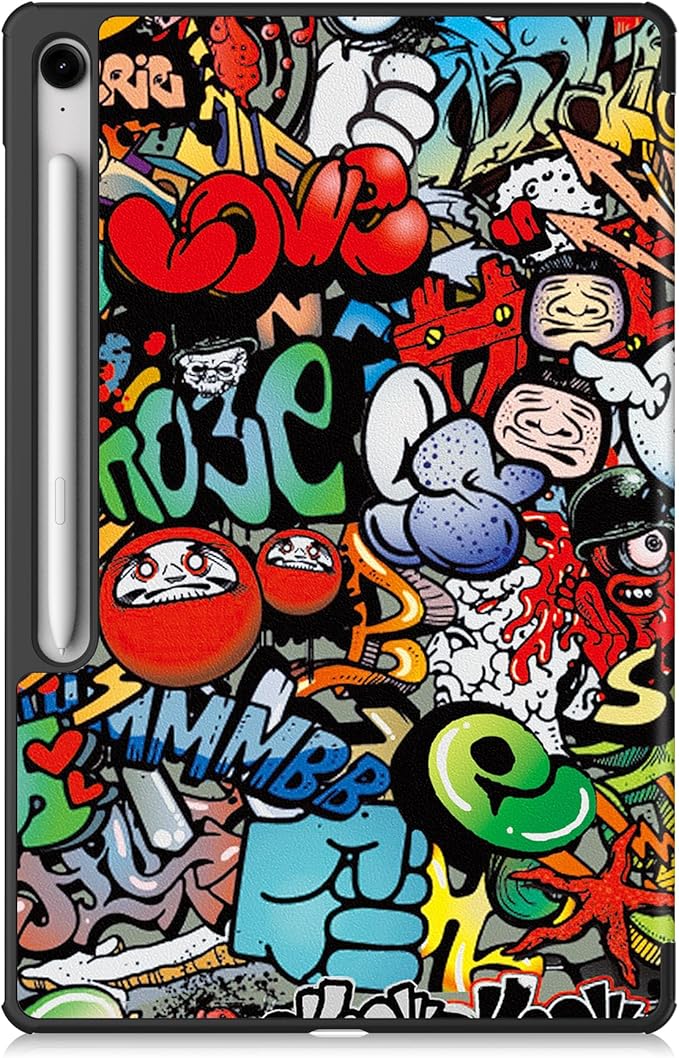 Case for Samsung Galaxy Tab S10 FE+/S10 FE Plus 13.1 Inch 2025 Model (SM-X620/SM-X626B) Tri-Fold Stand Smart PU Leather &amp Hard Back Shockproof Cover with Auto Wake/Sleep Colored Graffiti
