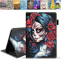 Case for All-New Amazon Kindle Fire HD 10 &amp 10 Plus Tablet (13th/11th Generation 2023/2021 Release) 10.1 - Premium PU Leather Stand Cover with Smart Auto Wake Sugar Skull Girl Rose