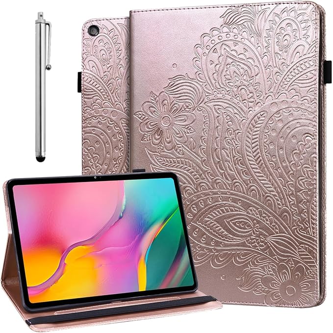 ALILANG Case for Kindle Fire HD 10 (9th Gen 2019/7th Gen 2017/5th Generation 2015) 10.1 Multiple Viewing Angles PU Leather Flip Stand Cover for Amazon Fire HD 10 Case -Rose Gold