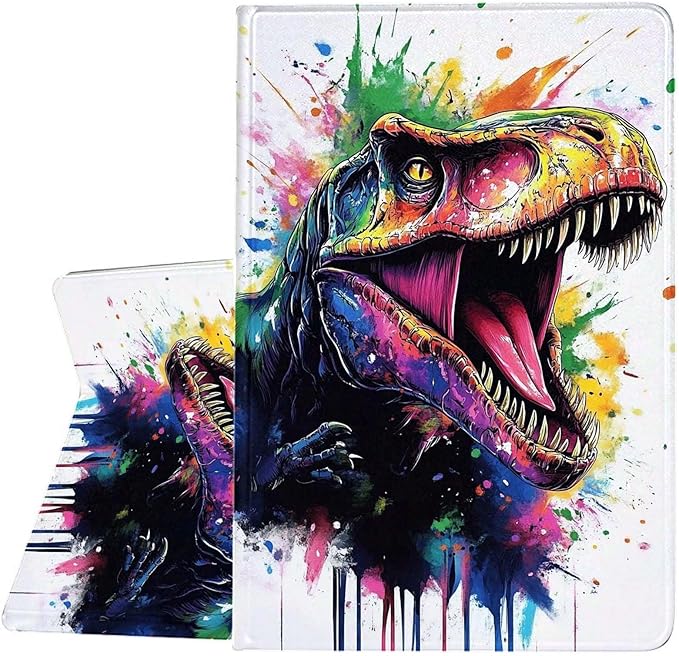 Case for Samsung Galaxy Tab A11 / Tab A9 8.7-Inch 2025/2023Slim Protective LeatherAuto Wake/SleepAdjustable Viewing Angle Stand.Watercolor Dinosaur