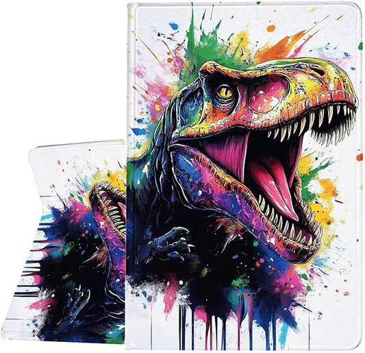 Case for Samsung Galaxy Tab A11 / Tab A9 8.7-Inch 2025/2023Slim Protective LeatherAuto Wake/SleepAdjustable Viewing Angle Stand.Watercolor Dinosaur