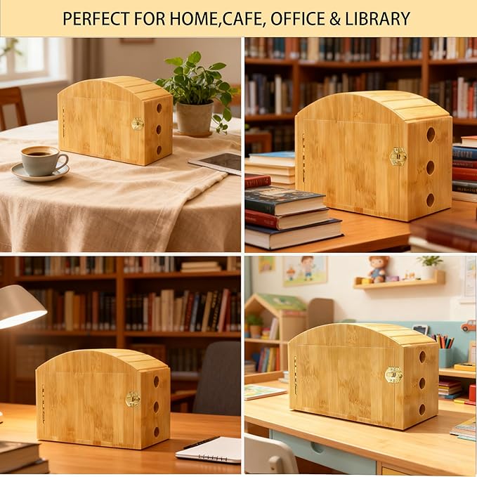 Phone Box for Family Time with Combination Lock Premium Bamboo Wood Cell Phone Jail with 6 Charging Holes and Hold 6 PhonesHelp Adults&ampKids Focus Back and Reduce Distractions