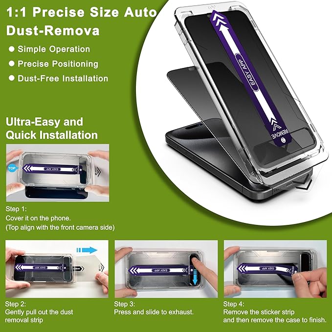 2-Pack Matte Privacy Glass Screen Protector for iPhone 16 Pro / 17Anti-Glare &amp Anti-SpyAnti-ReflectionSmooth as SilkMilitary-Grade 9H HardnessEasy Installation