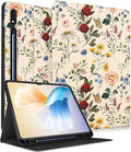 for Samsung Galaxy Tab S8 Ultra/Tab S9 Ultra Case 14.6 Inch 2022/2023 for Women Girls Cute Folio Cover with Pencil Holder Girly Kawaii Flower Floral Pretty Tablet Cases for S9 Ultra/S8 Ultra