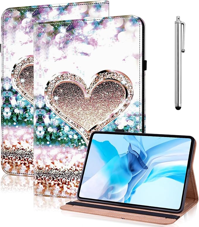 Case for Lenovo Yoga Tab Plus Tablet 12.7 Inch 2025 Multi-Angle Viewing Premium PU Leather Stand Case with Elastic Strap &amp Card Slots for Lenovo Yoga Tab Plus 12.7 Tablet- Diamond Peach