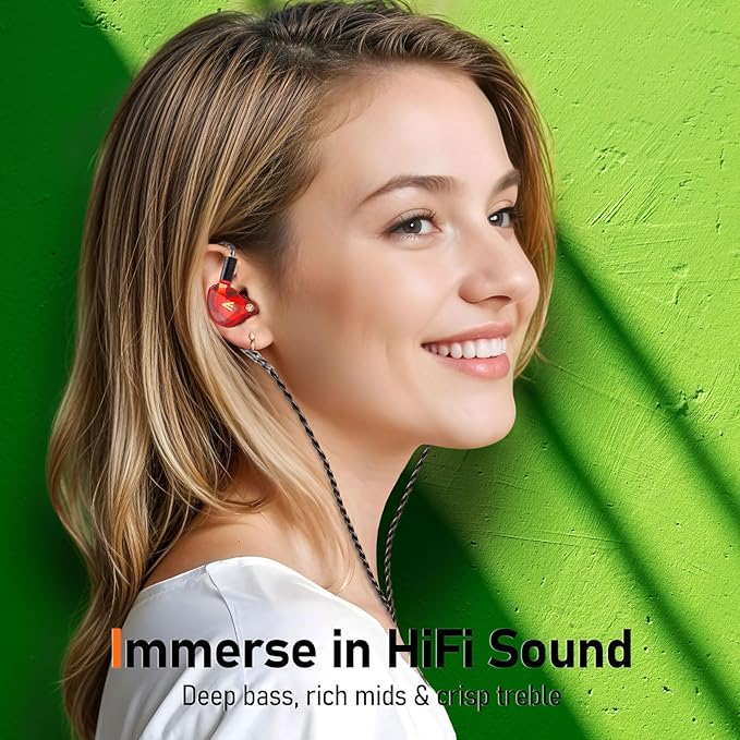 Vibes 202M Wired Earbuds - HiFi in Ear Monitor Headphones - Noise Isolating Ear Buds w/ Mic - Clear Sound Deep Bass &amp Comfort-Fit Gaming Earphones - MMCX to 3.5mm &amp Silver Plated Cord Carryi