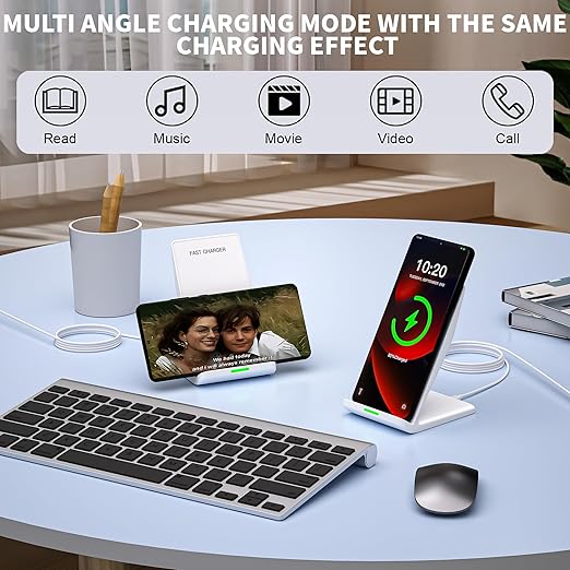 Wireless Charging Phone Stand15W Fast Wireless Charger Station with 20W Adapter USBC Charger for Apple iPhone 17 Pro Max/17 Pro/Air/16/15/14/13Samsung Galaxy S25 Ultra/S24/S23/S22/Z Flip Fold/Note20