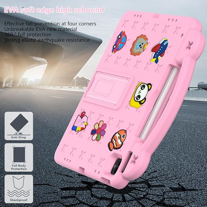 Compatible with Apple iPad mini 1/2/3/4/5 Tablet Case Kids Friendly Universal Lightweight Shockproof Protective Case with Shoulder Strap &amp Stand Handle Pink