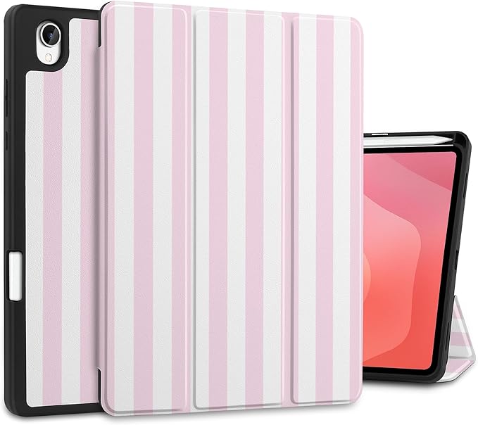 DONGKE Case for Samsung Galaxy Tab S11 5G 11 2025 Model (SM-X730/X736B) Slim Lightweight Trifold Stand Cover with S Pen Holder Auto Sleep/Wake Soft TPU Shockproof Back Pink Stripes