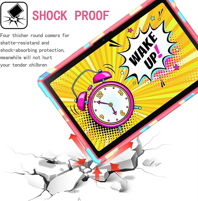 Dteck for Samsung Galaxy Tab A8 (SM-X200) Tablet Case 10.5 2022 Release Shockproof Rugged Hard Case for Kids with Rotate Handle and Kickstand Protective Cute Cover with Shoulder Strap Rainbow Rose