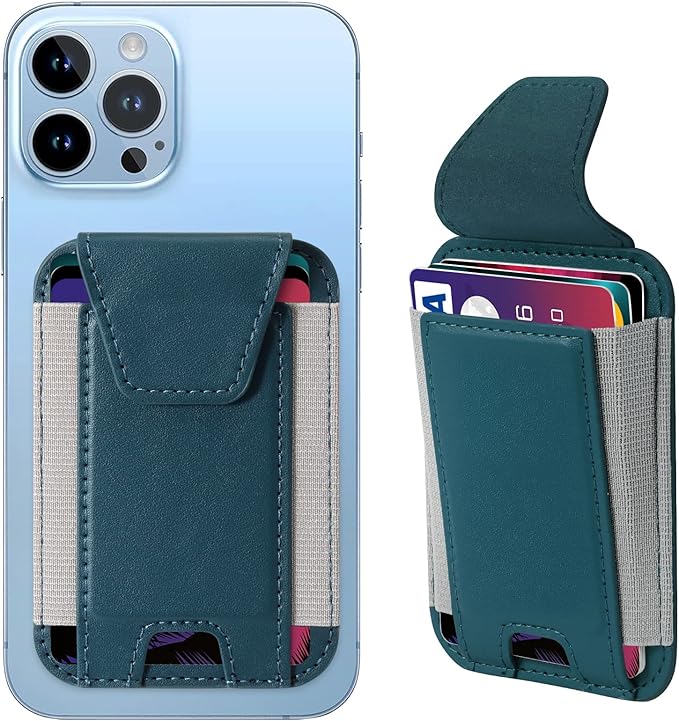 Miroddi for MagSafe Wallet with Privacy Flap Strongest Magnetic Card Holder for iPhone 17 iPhone 16/15/14/13/12 Series Detachable Leather Magnetic Phone Wallet RFID Blocking Fit 7 Cards Blue